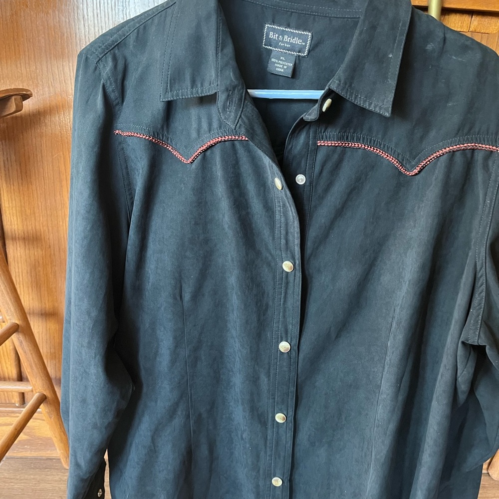 Bit & Bridle Black Shirt with Red Accents